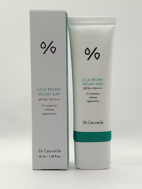 Солнцезащитный веганский крем с центеллой dr.ceuracle cica regen vegan sun spf50+ pa++++. 50мл