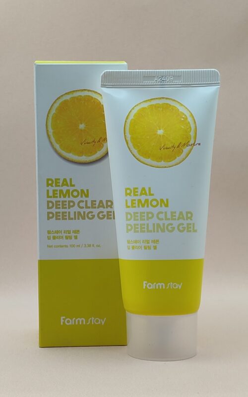 Пилинг-скатка для лица с экстрактом лимона farm stay real lemon deep clear peeling gel (100мл)