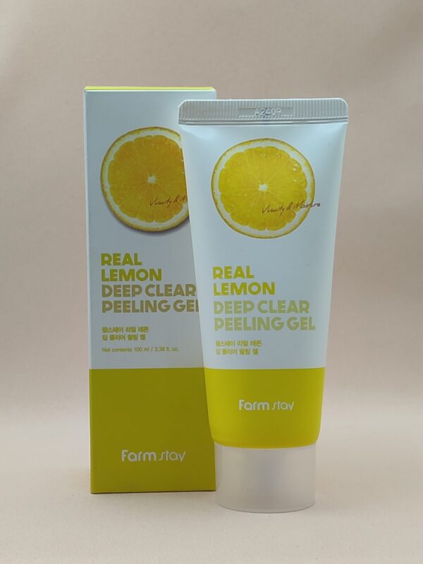 Пилинг-скатка для лица с экстрактом лимона farm stay real lemon deep clear peeling gel (100мл)