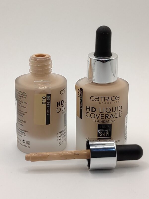 Тональная основа catrice hd liquid coverage foundation, 010 light beige светло-бежевый, 30 мл