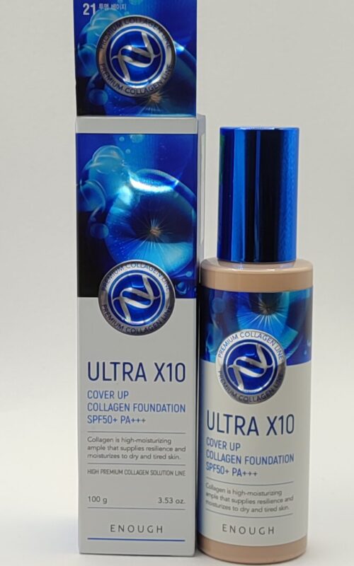Тональный крем enough ultra x10 увлажняющий c коллагеном тон 21 натуральный бежевый spf 50 100 мл