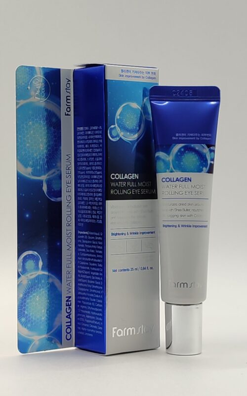 Сыворотка-роллер для кожи вокруг глаз farmstay collagen water full moist rolling eye serum с коллагеном 25 мл