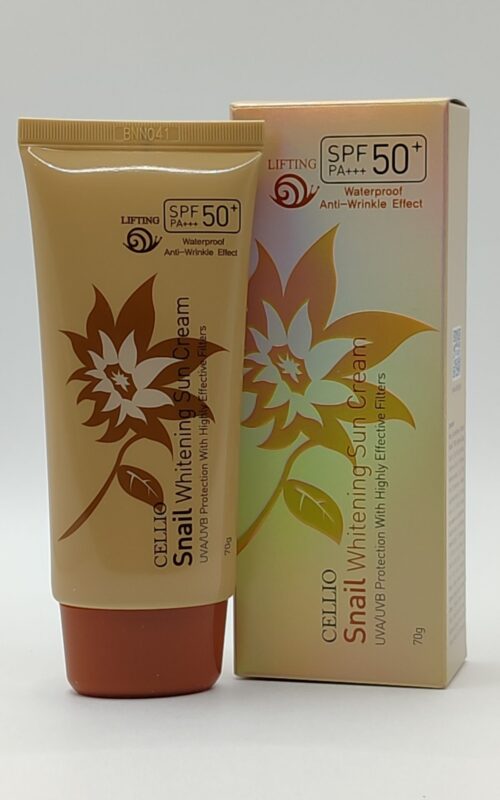 Солнцезащитный крем с муцином улитки cellio snail whitening sun cream sfp50 pa+++. 70 г