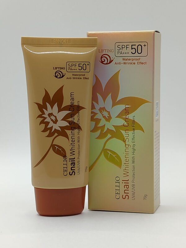 Солнцезащитный крем с муцином улитки cellio snail whitening sun cream sfp50 pa+++. 70 г