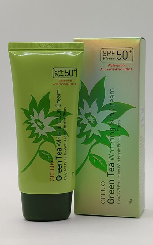 Солнцезащитный крем cellio green tea whitening sun cream spf 50 pa 70мл