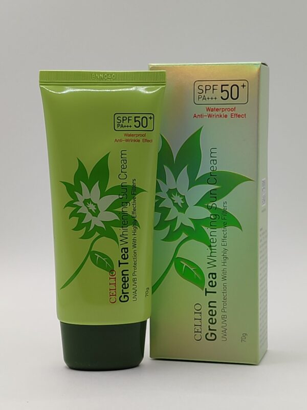 Солнцезащитный крем cellio green tea whitening sun cream spf 50 pa 70мл