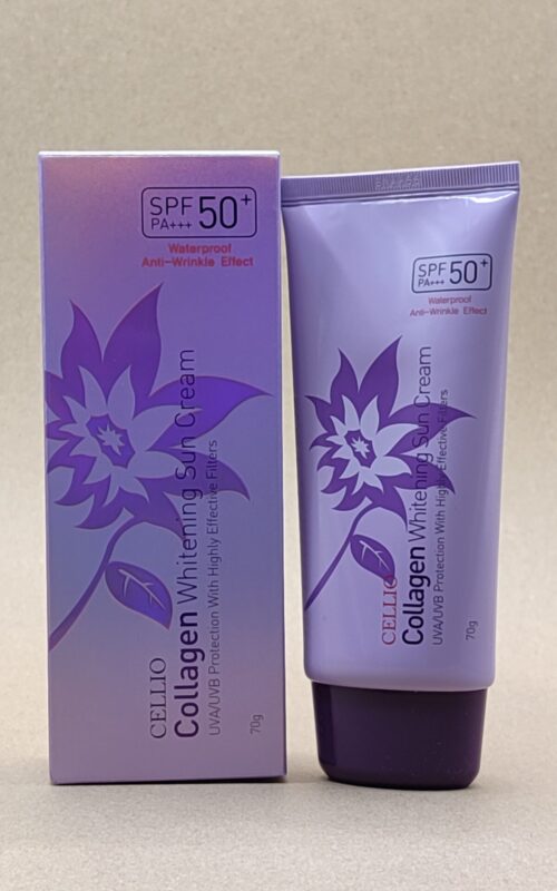 Солнцезащитный крем с коллагеном cellio collagen whitening sun cream sfp50+ pa+++. 70мл