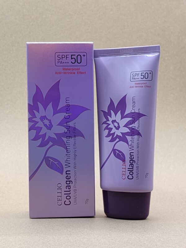 Солнцезащитный крем с коллагеном cellio collagen whitening sun cream sfp50+ pa+++. 70мл