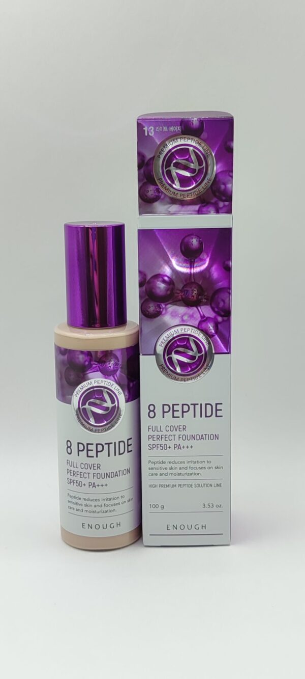 Тональный крем enough 8 peptide full cover perfect foundation spf50+ тон 13