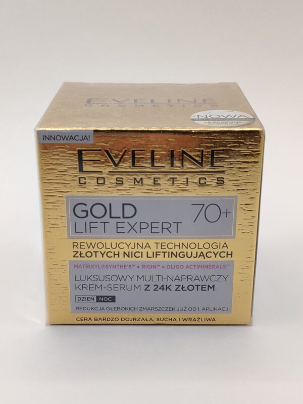 Крем-сыворотка для лица eveline gold lift expert cream-serum. 70+/50 мл