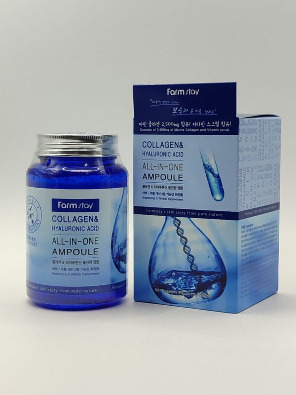 Многофункциональная ампульная сыворотка FarmStay Collagen & Hyaluronic Acid All-In One Ampoule. 250 мл