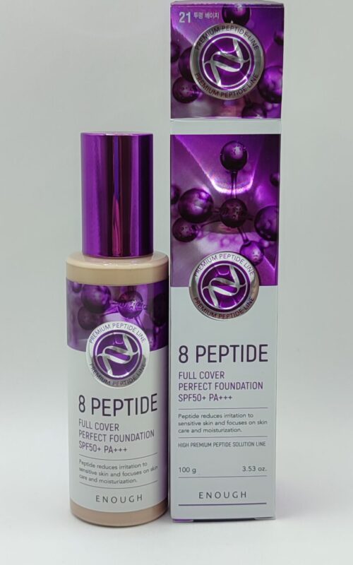 Тональный крем enough 8 peptide full cover perfect foundation spf50+ тон 21