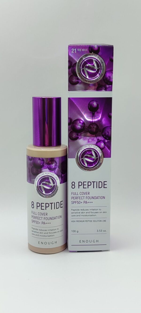 Тональный крем enough 8 peptide full cover perfect foundation spf50+ тон 21