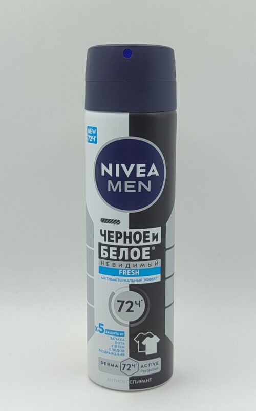 Дезодорант-антиперспирант спрей nivea men черное и белое невидимый свежий 150 мл