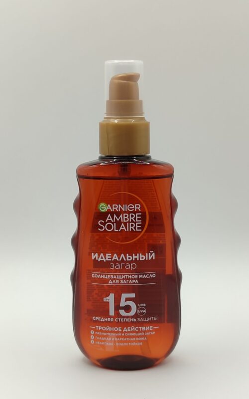 Солнцезащитное масло-спрей для загара ambre solaire, с маслом ши, spf 15