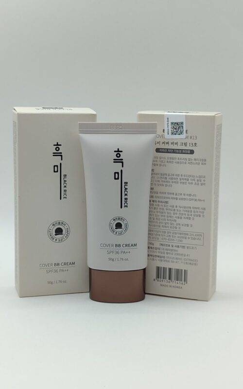 Bb крем с экстрактом черного риса увлажняющий black rice cover bb cream spf36 pa++, тон 13, 50 гр