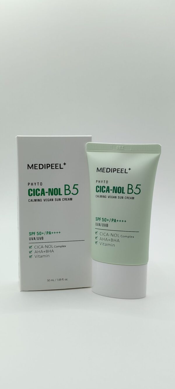 Солнцезащитный крем для лица успокаивающий medi-peel phyto cica-nol b5 calming vegan sun cream spf 50+ pa++++, 50мл