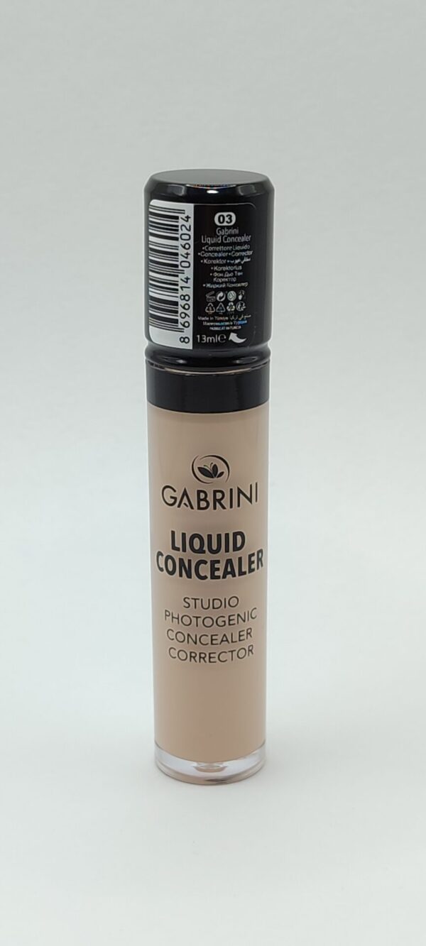 Консилер gabrini liquid concealer, spf 20, 03 light beige, 6 мл