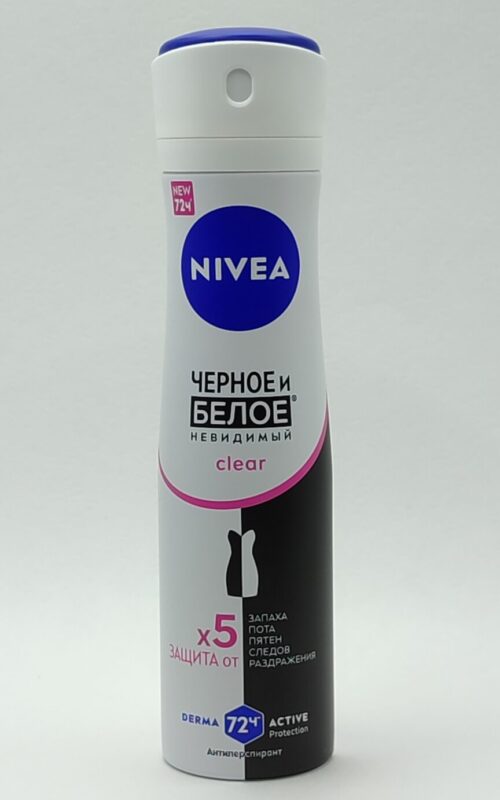 Дезодорант-антиперспирант спрей nivea черное и белое невидимый прозрачный для женщин 150 мл