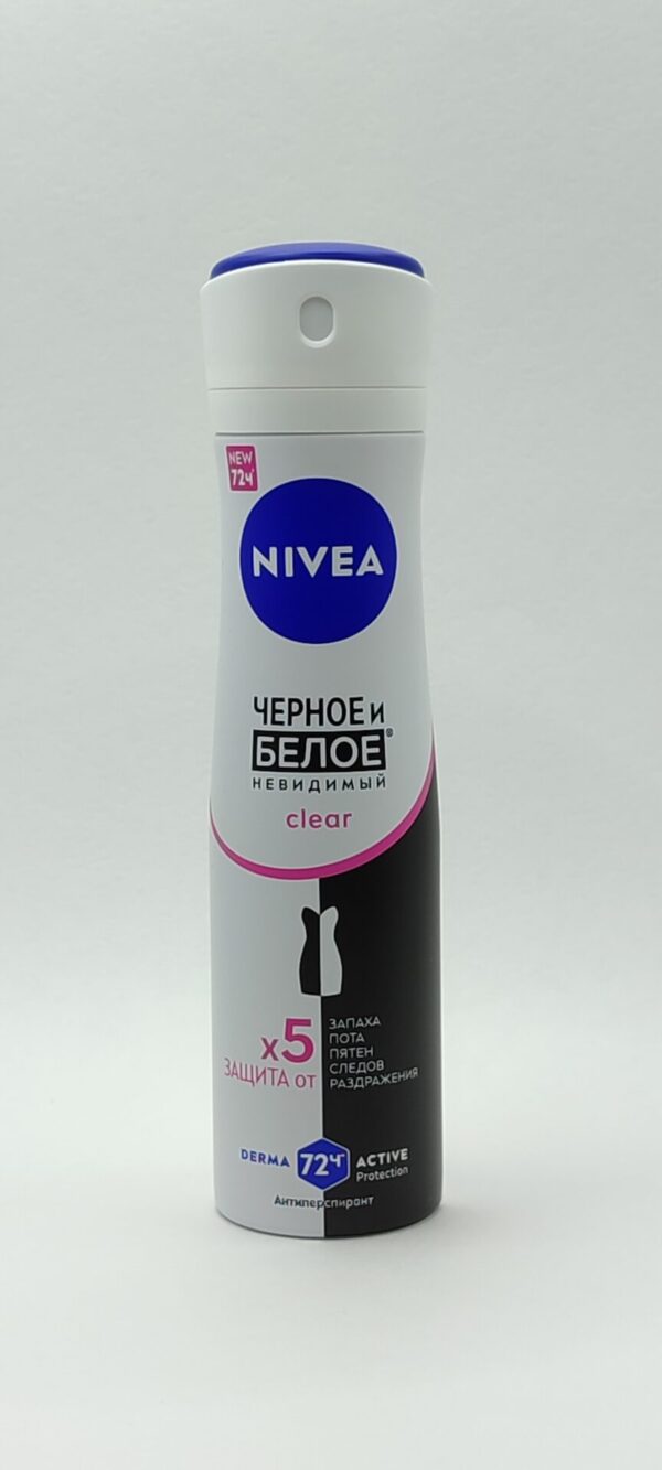Дезодорант-антиперспирант спрей nivea черное и белое невидимый прозрачный для женщин 150 мл