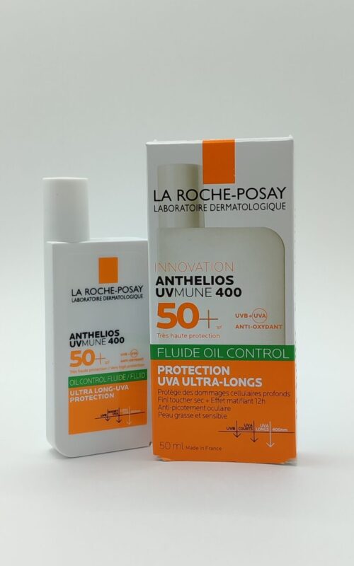 Солнцезащитный флюид la roche-posay anthelios uvmune 400 oil control spf 50+ с матирующим эффектом для жирной чувствительной кожи лица 50 мл