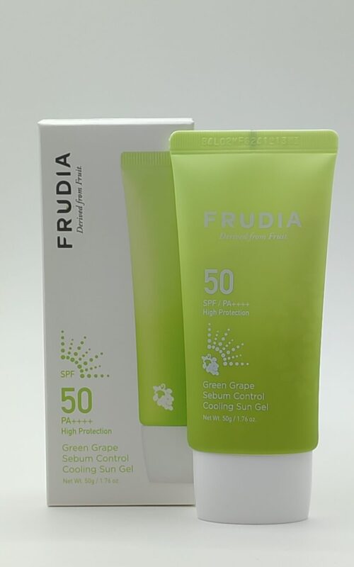 Солнцезащитный гель для жирной кожи frudia green grape sebum control cooling sun gel spf50+ pa ++++ 50 ml