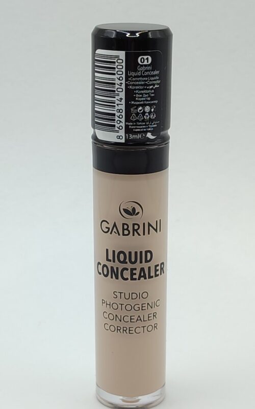 Консилер gabrini liquid concealer, spf 20, 01 light beige, 6 мл