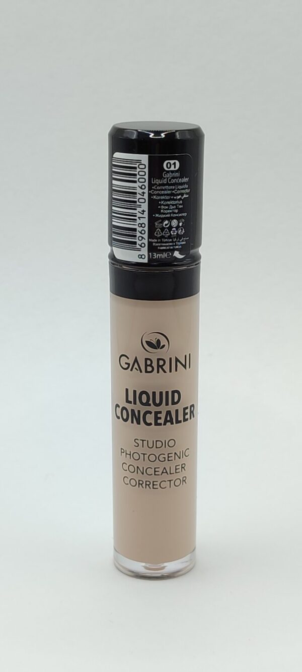 Консилер gabrini liquid concealer, spf 20, 01 light beige, 6 мл