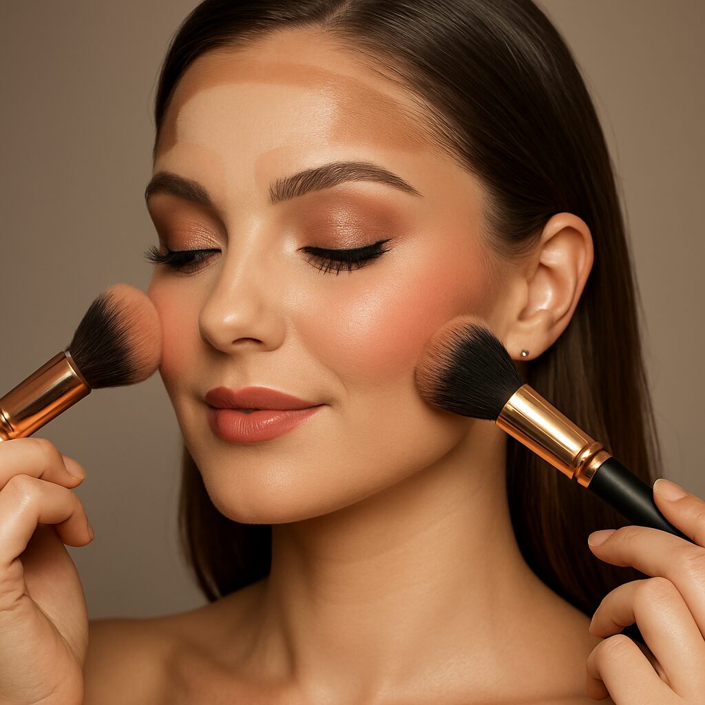 Коррекция овала лица, румяна и подсветка кожи